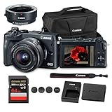 Canon EOS M6 Mirrorless Digital Camera with 15-45mm Lens | 24.2MP APS-C Sensor, Dual Pixel AF & Full HD Video | Travel & Vlogging Camera (1724C011) EF-M Lens Adapter + 64GB Memory Card + Bag