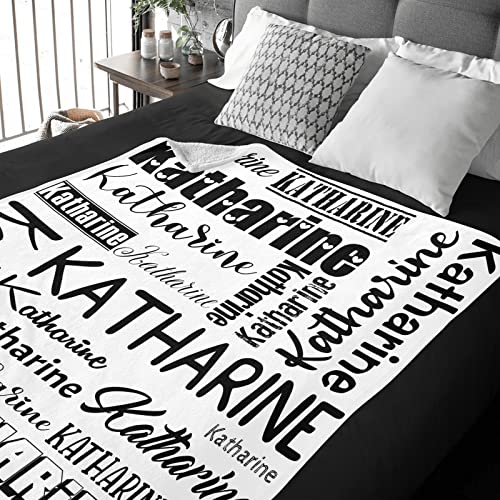 Personalized Blanket for Kids Adults Personalized Name Blanket Custom Blanket with Name Personalized Gifts for Christmas Birthday Valentines Day Mothers Fathers Day (White&Black, 40"x50")