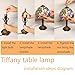 Ppbmocw Small Tiffany Table Lamp, 3 Color Temperature, 8 Inch Antique Stained Glass Lamp for Bedroom Living Room Home, Handcrafted Light, Included Bulb (F Four Leaf Flower)