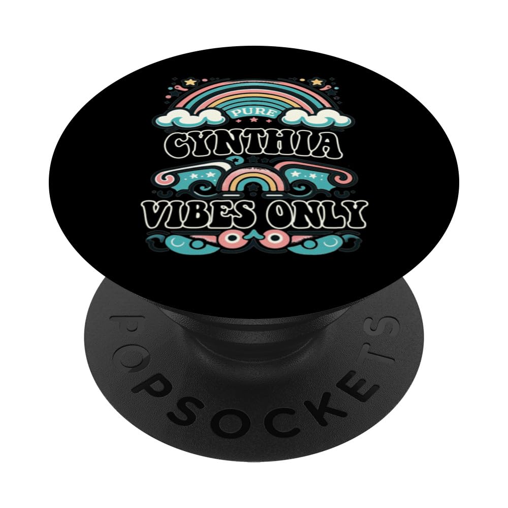 CYNTHIA Vibes Only Cute Retro Girls CYNTHIA Name PopSockets Swappable PopGrip, Black