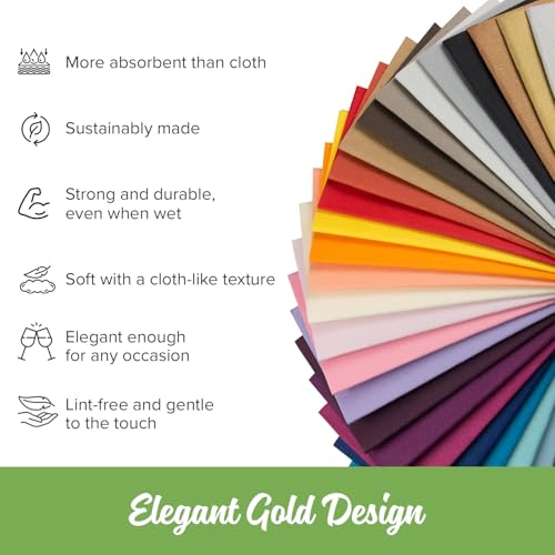 image for SimuLinen Gold Linen Feel Disposable Dinner Napkins - Cloth-Like Koshe