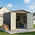 Greesum 8x8FT Outdoor Storage Shed, Utility Tool Shed, Black