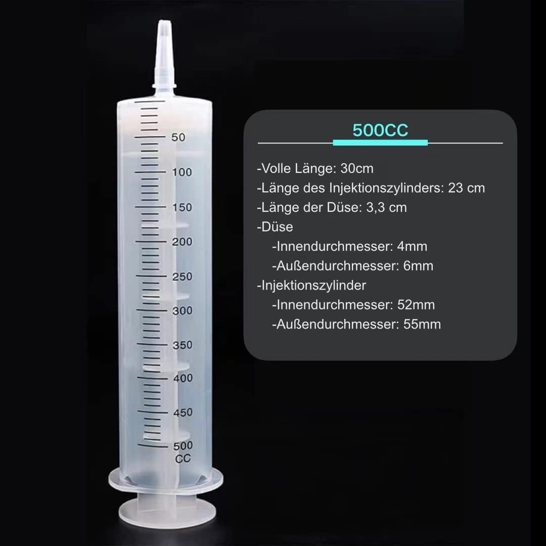 500 Ml Kunststoffspritze Mit 130 Cm Schlauch – Einzeln Versiegelt, Für Flüssigkeiten, Harz, Öl, Bewässerung