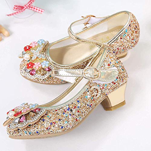 TangDao Kids Girls Dress Shoes Wedding Party Sparkly Mary Jane High Heel Princess Flower Shoes Glitter Sequins Dress Shoes for Toddler Little Big Girl2