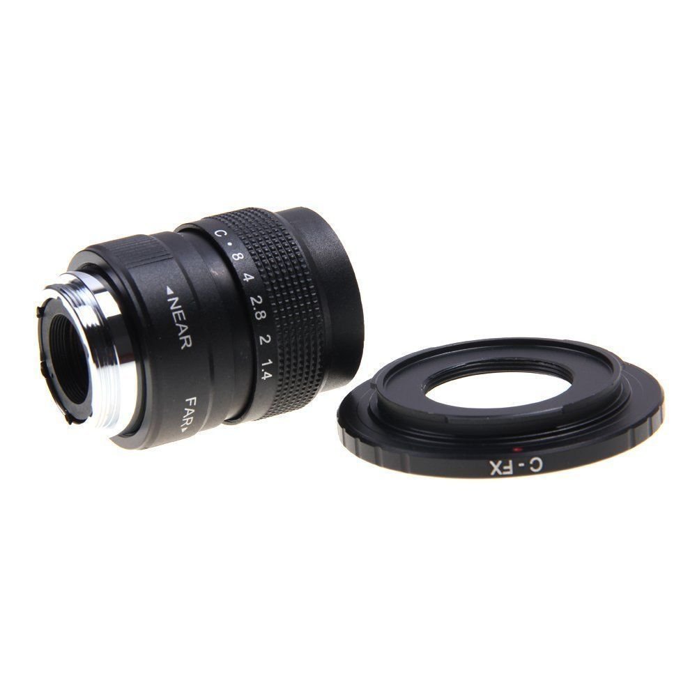 Lente CCTV f1.4 con Montura C de 25 mm f/1.4 Compatible con Fujifilm X-E2 X-E1 X-Pro1 X-M1 (Size : Schwarz, Color : Fuji)