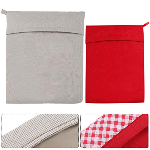 2 Pieces Reusable Microwave Potato Bags Washable Microwave Cooker Bag Baked Potato Cooker Pouch Baked Corn Cooking Pouch, Red and Gray
