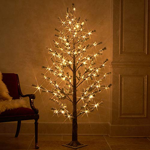 Hairui Pre Lit Special Christmas Tree Snow Flocked 6FT 126LED for Indoor Outdoor