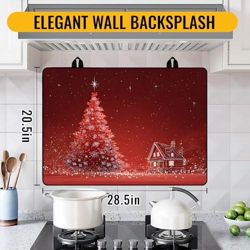 Image of Christmas Stove Top Cover for Electric Stove, Heat Resistant Glass Stove Top Cover, Stovetop Protector and Kitchen Decor, Dish Drying Mats Cover for Ceramic or Washer Top, 28.5x20.5 Inch