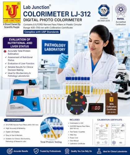 Image of Colorimeter LJ-312 Digital Photo Colorimeter contains 8 ILFORD Narrow Pass Filters in Plastic Circular Range 400-700 nm with Calibration Certificate complies with USP Standards