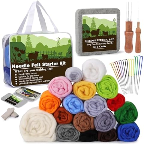 IMZAY Needle Felting Kit, 18 Colors Needle Felting Wool, Wool Felting Kit, Felting Kits for Beginners with Needle Felting Tools and Instructions, Needle Felting Pad, Felting Needles Cover