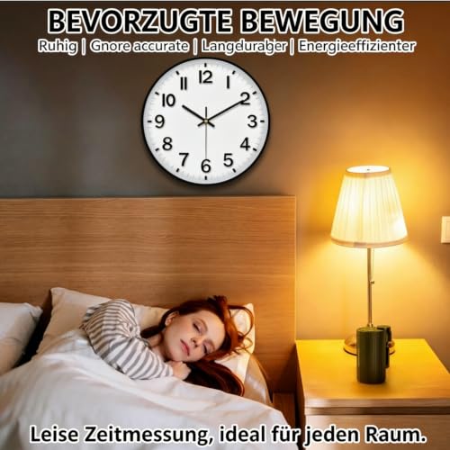 Image of Modern Wall Clock, 10 Inch Digital Wall Clocks Battery Operated, Round Non Ticking Silent Analog Clock for Bedroom Living Room Kitchen Office Gym Classroom Decor,Black Battery Clock