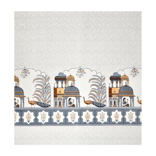 Image of 240 TC 100% Cotton Bedsheet for Double Bed King Size with 2 Pillow Covers | Breathable & Super Soft Rajasthani Sanganeri Jaipuri Printed Bed Sheet -100 * 108 Inches (Jaipur Darbar)