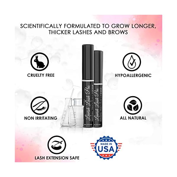 Lavish Lash Pro by Pronexa Hairgenics. Professional Strength Eyelash & Eyebrow Growth Serum. Over 20 Active Growth Promoting Ingredients for the Longest, Fullest Lashes & Brows. 5mL, 6 Month Supply.