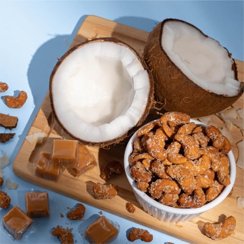 Image of Earthside Farms Coconut Caramel Cashews Snack Packs, No Sugar Added Keto Friendly Nuts, Vegan Gluten Free Non GMO Low Carb Snack, Plant Protein Treat, 4oz Resealable Bags, 3 Count