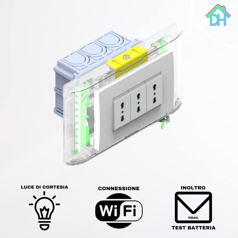 Lampada Emergenza Wi-Fi, Illuminatore Emergenza Wi-Fi con Web Server Integrato, Luce Emergenza da Presa