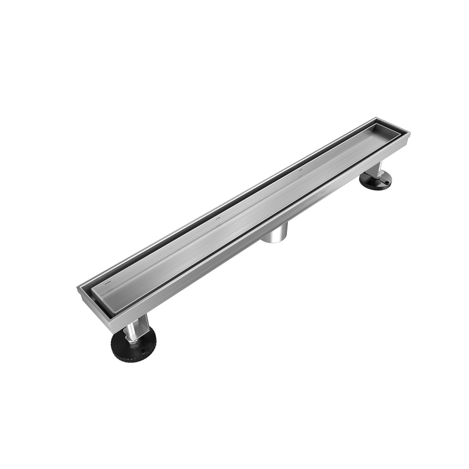 YEFU 2 IN 1 Linear Shower Drain 24-Inch, New type Linear Drains, 304 Stainless Steel Shower Floor Drain with Tile Insert Grate, Adjustable Leveling Feet, Hair Strainer