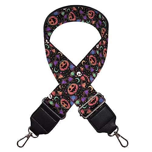 Image of Wide Bag Straps Replacement Crossbody Halloween Pumpkins Guitar Straps for Handbags /Purses /Messenger /Duffel Bags Backpack Straps Replacement Adjustable Length from 30 inch to 50.3 inch