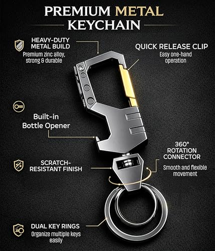 Image of Storite Metal Keychain for Men & Women | Premium Decorative Key Ring | Stylish Key Holder for Car, Bike, Home & Office Keys