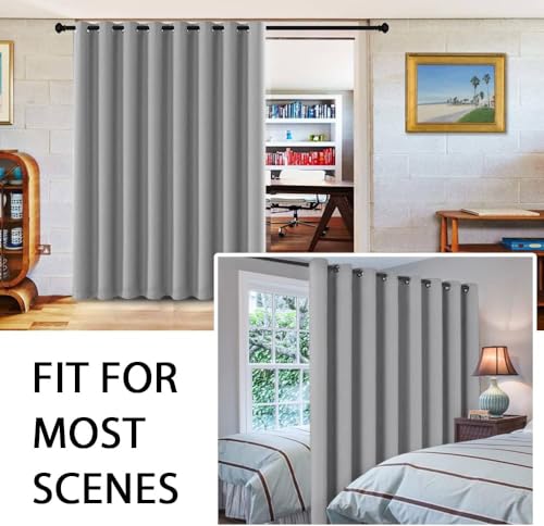 Image of H.VERSAILTEX Blackout Curtains for Sliding Glass Door Room Divider Curtains Noise Reduce Curtain Panel Portable Window Screen Sliding Partition, W120 x L96 inches /8' Tall by 10' Wide, Dove Gray