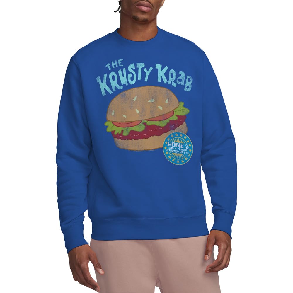 Spongebob Krusty Krab Crew Sweatshirt, Royal Blue, Large