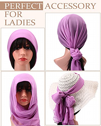 Chuarry 12 Pieces Women Solid Color Chiffon Scarf Soft Breathable Silk Lightweight Accent Scarfs4