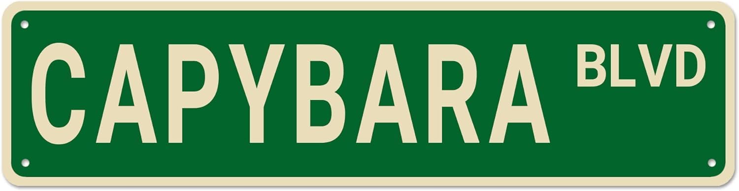 peiyeety Vintage Metal Tin Sign Capybara Blvd Retro Street Sign, Rustic Wall Decor for Home, Wildlife Decor, Man Cave, Garage, Kitchen, Office, Farmhouse, Patio, Garden, Porch, 4 * 16 inch