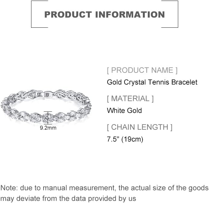 14K Gold Crystal Tennis Bracelet for Women,Dainty Leaf Style Bezel Setting Natural Crystal Charm Bracelet,Fashion Jewelry Gift for Her - Image 2