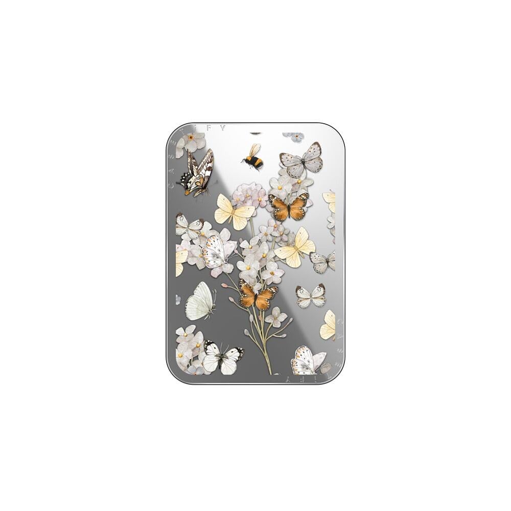 CASETiFY Snappy Porte-cartes compatible avec Magsafe – Butterfly Sunday – Miroir argenté