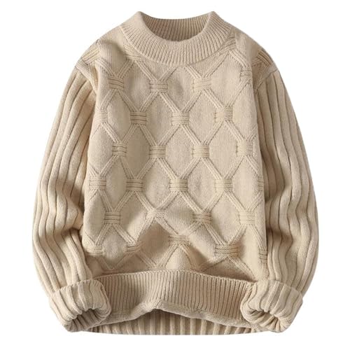 Men's Sweater Spring Autumn Casual Loose Fit Pullover Checkered Knitn Top for Men3