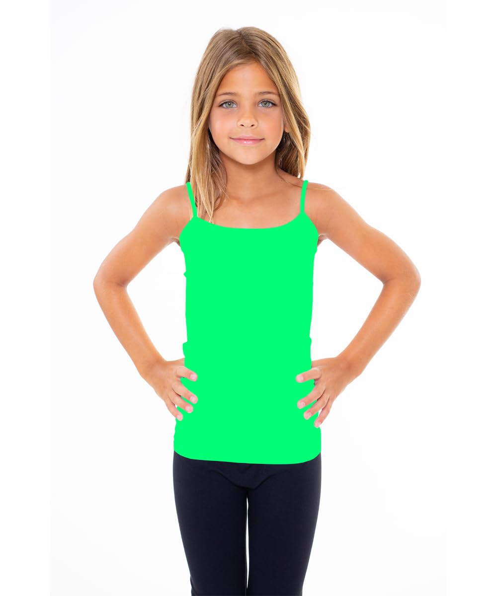 Girls Full Sleeveless Camisole Tank Tops – Stretch Undershirts Comfortable Camis (One Size Fits Ages 7-10)