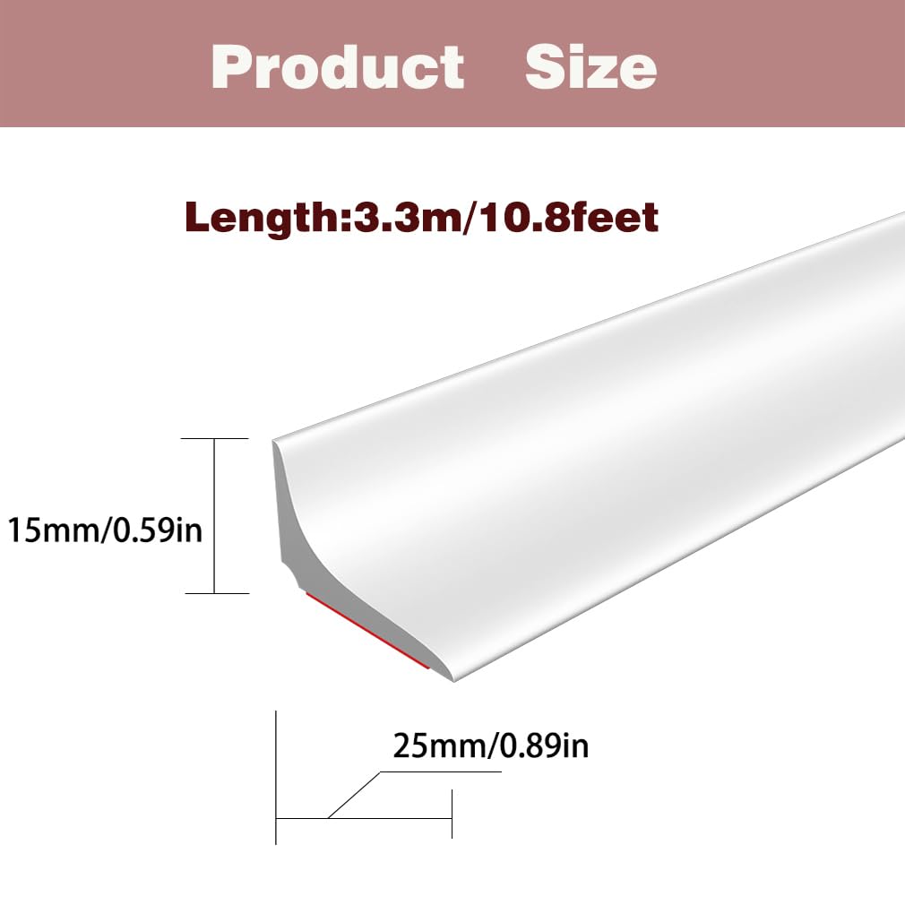 FFPMYF Water Block Strip Sealing Strip Kitchen Worktop (White, Silicone, 1.5 cm x 2.5 cm x 330 cm), 1.5cm*2.5cm*330cm - Image 3