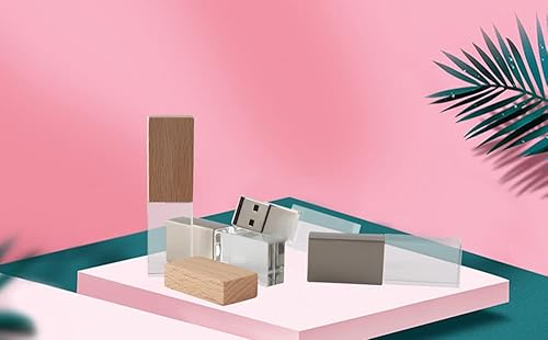 Miniatura 4 de Memoria USB 2.0 de 16 GB, cristal de madera transparente, luz LED para pulgar, pendrive, lápiz de memoria de velocidad rápida, regalo para niñas,
