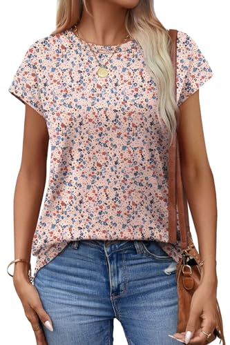 Image of Alaroo Womens Summer Tops Short Sleeve Shirts Crew Neck Tshirt Cute Trendy Tunic Blouses (S-3XL)