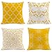 AMZQJD 4 Stück Kissenbezug Geometrische Muster Dekorative Kissenhülle Baumwolle Leinen Sie Kissenbezüge (40 x 40 cm, Gelb)