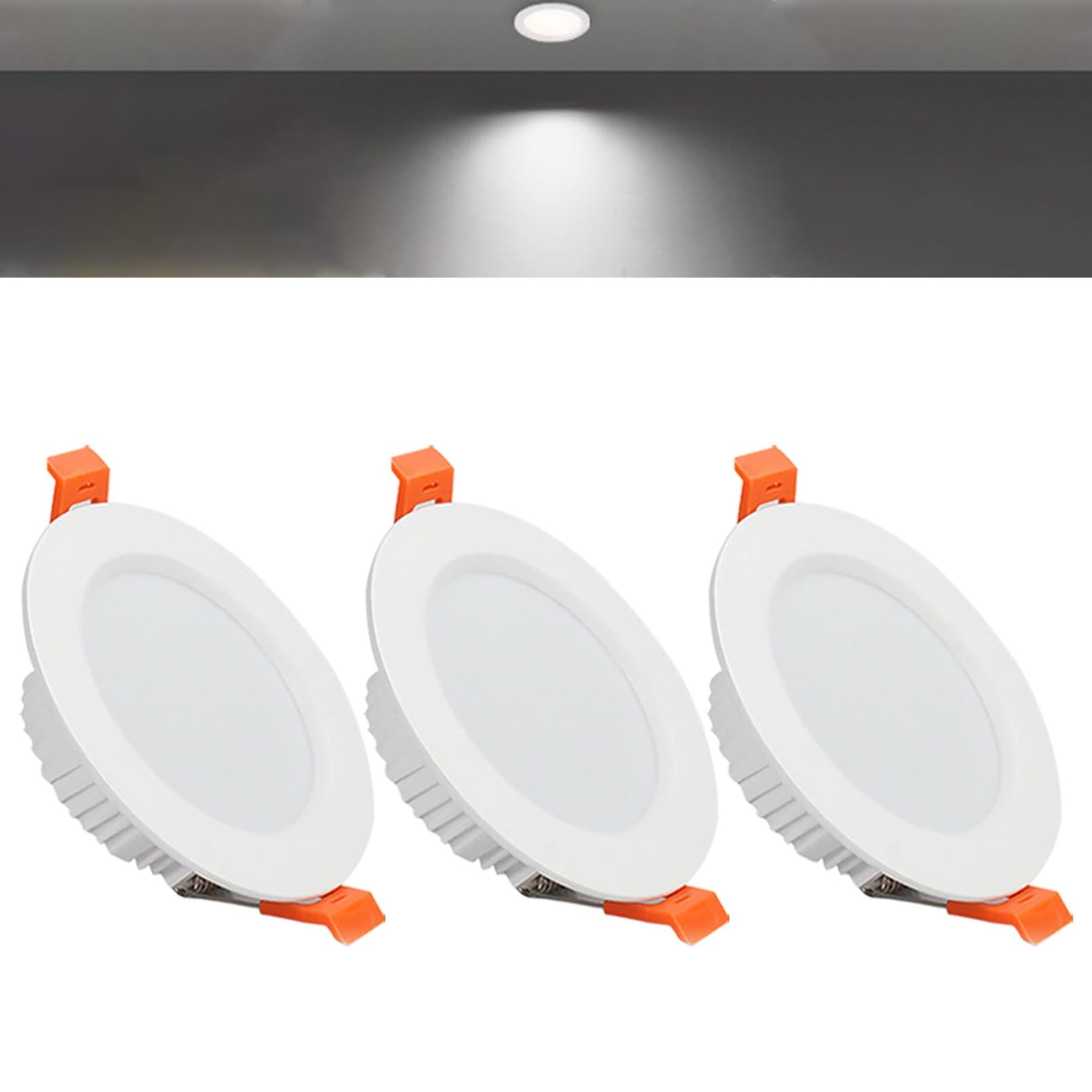 TTiiLoe 12W Round LED Recessed Ceiling Spotlights, 6000K Cold White Ultra Slim Panel Ceiling Light, Cut Φ110-130mm, AC110-240V Downlights for Hallway Stairwell Showroom, 3 Pack