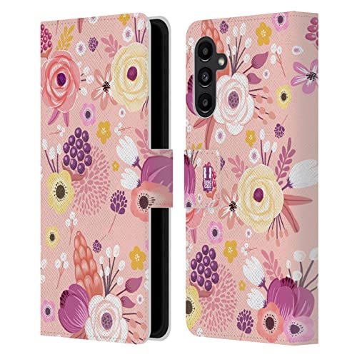 Coque Samsung A13 5G cuir portefeuille avec protection écran motif floral