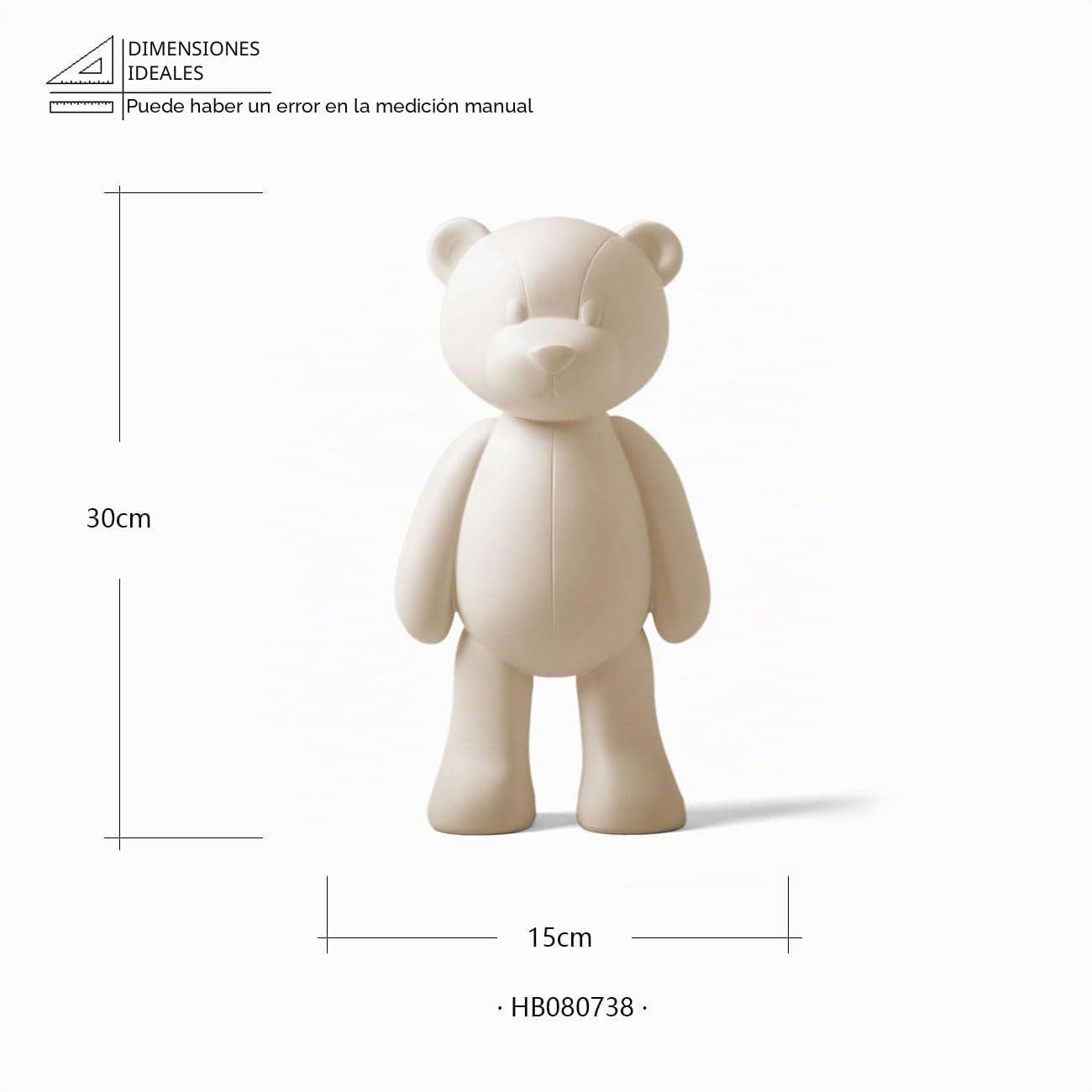 Oso Escultura Figura Animal Decoración Moderna Arte Estatua 30cm | Resina Blanco Hogar Adorno Interior Artesanal Cumpleaño Festiva Regalo para Dormitorio Oficina Salón