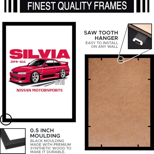 Image of BLINKART Nissan Silvia S15 CarFramed Posters Gift Items Boys Room Wall Decoration Bedroom Office Studio Synthetic Wood Frame & Acrylic Glass Ready to Hang - 18x12 Inch, (A4 Size) - CAR-173