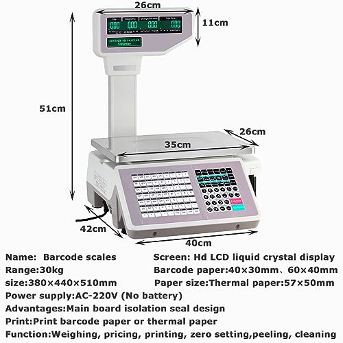 Báscula digital comercial con impresora y pantalla doble miniatura 4