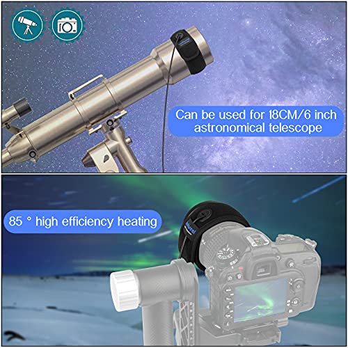 USB Fast-warm 2in1 XL Spliceable Astronomical Telescopes DSLR Camera Lens Active Anti Fog Dew Heater Shield Strap, Warmer Bands Strip for Canon Nikon Sony Gskyer Celestron(Max 6 inch/180mm Diameter)