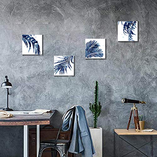 Artistic Path Leaf Artwork Paintings Wall Art: Palm Leaves Picture Print On Canvas For Office Bedroom (12" W X 12" H X 4 Pcs, Multi-Sized) #TOP3