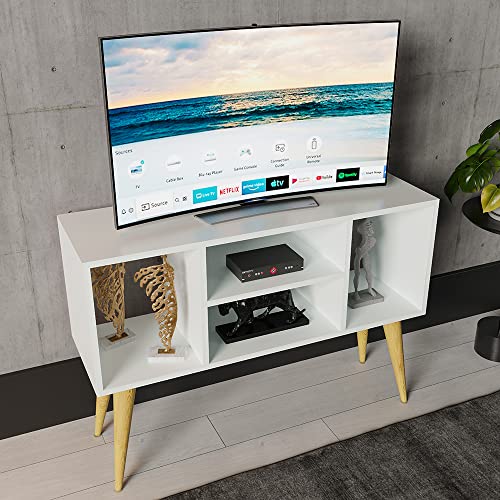 Rack Para Tv com 4 nichos Noruega Branco - Moveise