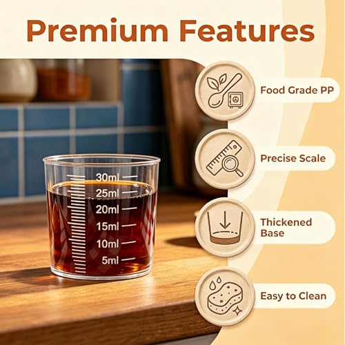 Vasos medidores plásticos 30 ml transparentes pack x10 miniatura 4