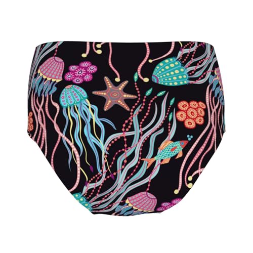 Hand Drawn Jellyfish And Fish Girls' Underwear Soft Cotton Little Girls Panties Comfort Briefs2