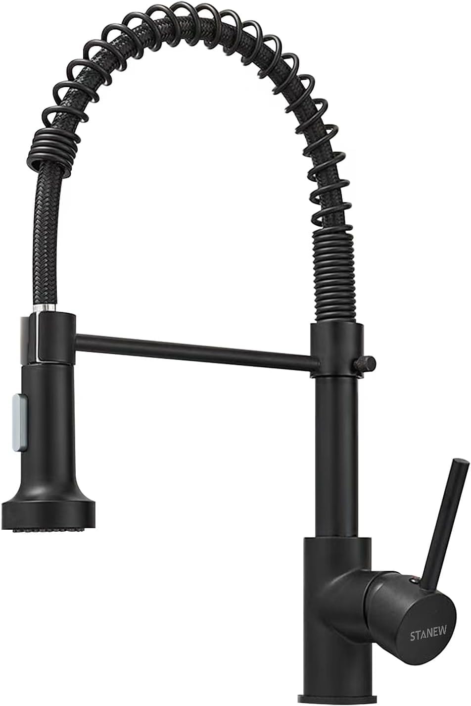 STANEW Robinet de Cuisine avec Douchette Pivotante 360°, 2 Modes de Pulvérisation, Design Économiseur d'Eau, Installation Facile, Noir