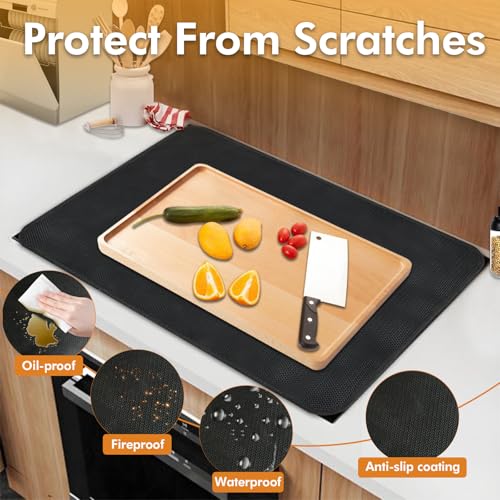 Image of 2 Pack Heat Resistant Mat - 30 inchx21 inch Stove Top Covers for Electric Stove, 15 inchx18 inch Countertop Mat, for Ceramic Glass Cooktop Protector, Flat Top Oven Cover, Prevents Scratching