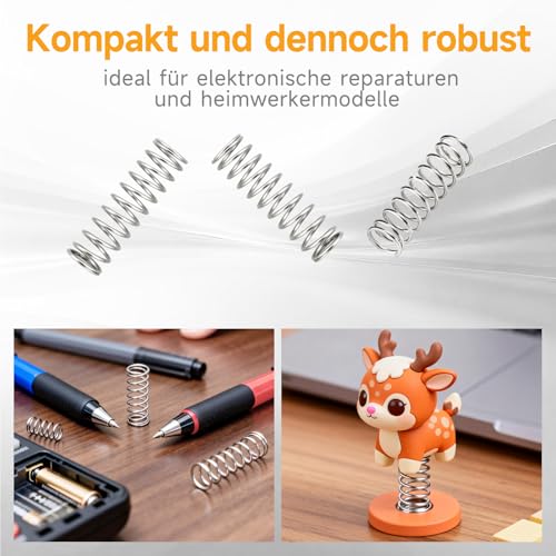 300-teiliges Druckfedern Sortiment Kit aus 304 Edelstahl , mit Aufbewahrungsbox – 23 verschiedene Größen Mechanische Metall Mini Federn für DIY, Werkstatt, Modellbau, Auto- & Elektronikreparatur