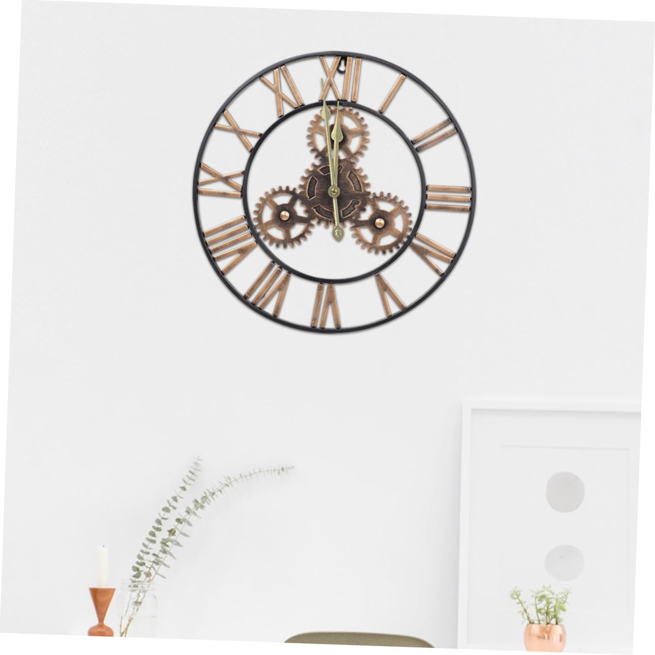 Cabilock Reloj de Pared Redondo de Estilo Industrial, Colgante Sencillo para Ambientes de Sala, Alojamientos y Cafeterías