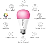 Kasa Smart Light Bulbs, 1000 Lumens High Brightness, 16M Color Changing, Dimmable Smart WiFi Light Bulb, Compatible with Alexa and Google Home, A19, 2.4GHz Wi-Fi only, No Hub Required, KL135(2-Pack)