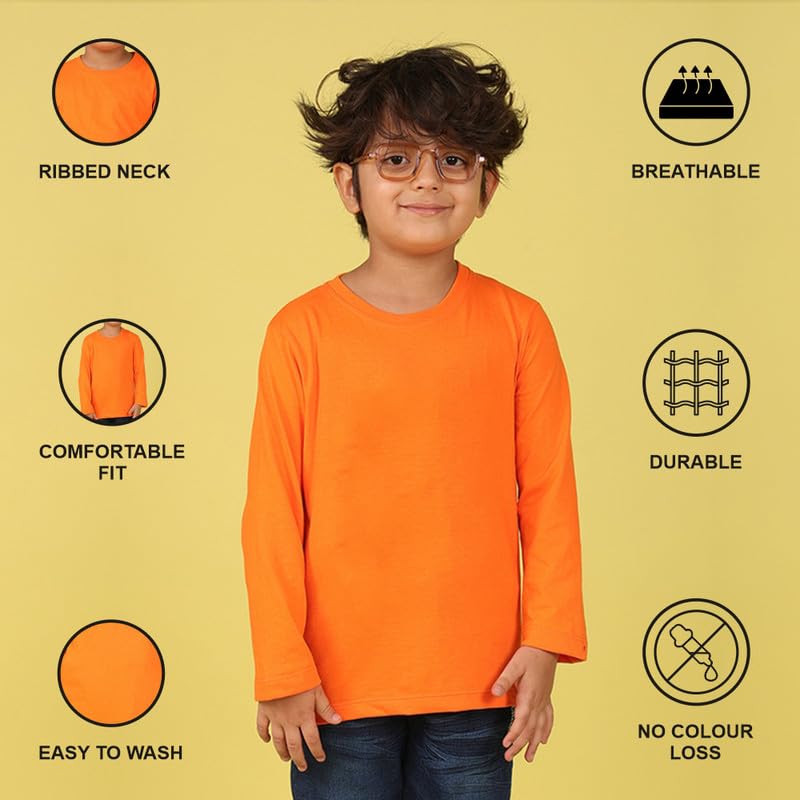 Image of Nusyl Boys Solid Cotton Blend Tshirts - Soft & Comfortable Full-Sleeves T-Shirts | Casual Wear for Kids & Teen Boys | Full Sleeves T-Shirts |- NUBCTSF001-PO2-1